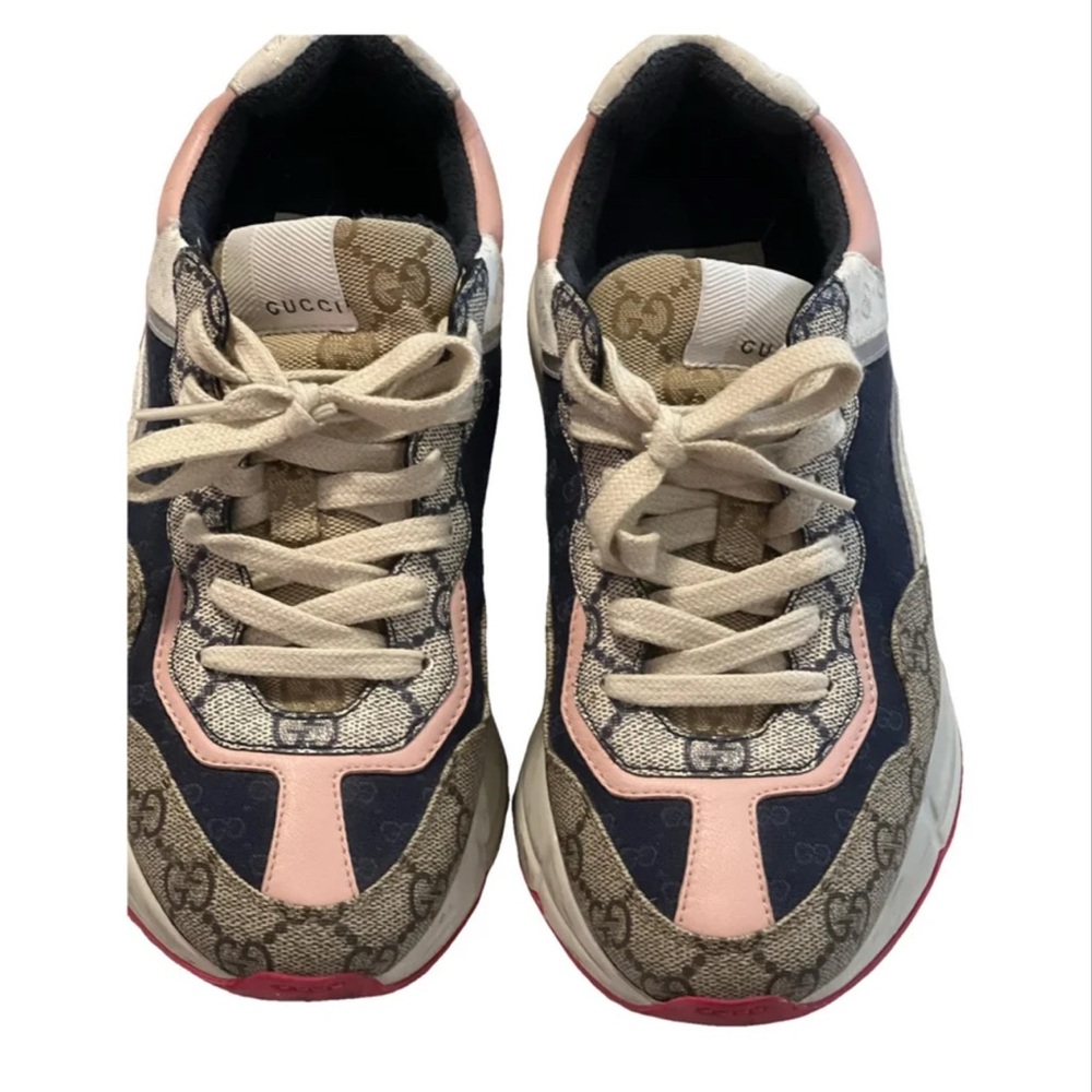Gucci Pink and Beige Logo Sneakers